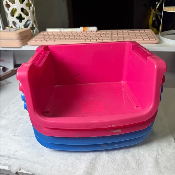 Pink and Blue Stackable Storage Bins - Picture 1 of 5